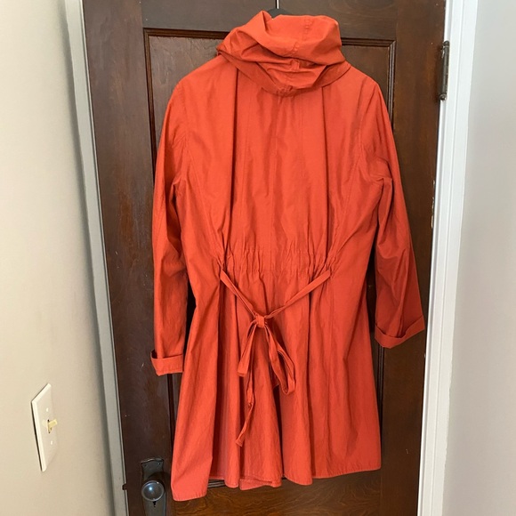 Eileen Fisher spring! burnt orange trenchcoat, size large - Picture 2 of 9